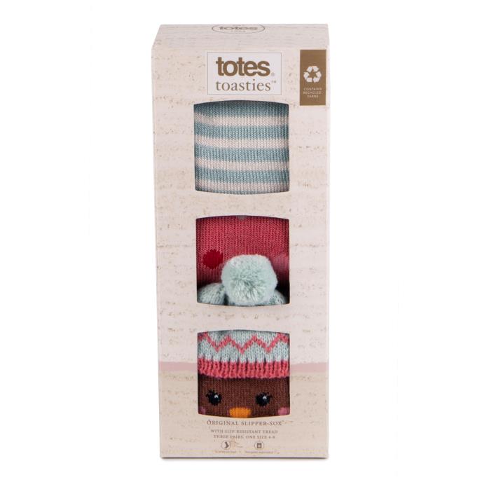 totes toasties® Ladies Original Slipper Socks (Triple Pack) Robin Extra Image 8